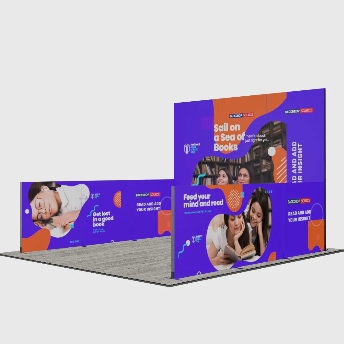Exhibidor modular de luz SEG de 10 pies para ferias comerciales - Modelo 1