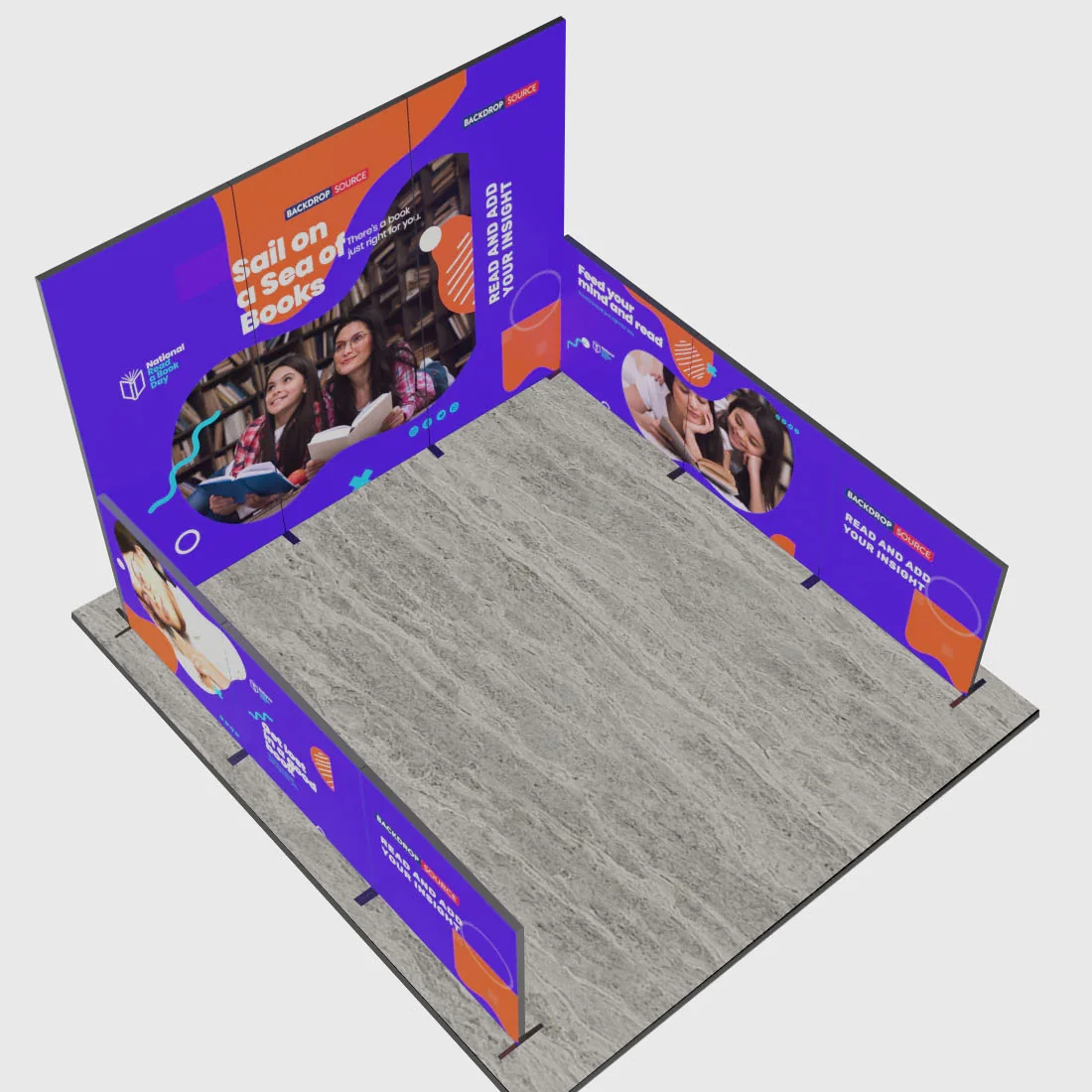 Exhibidor modular de luz SEG de 10 pies para ferias comerciales - Modelo 1