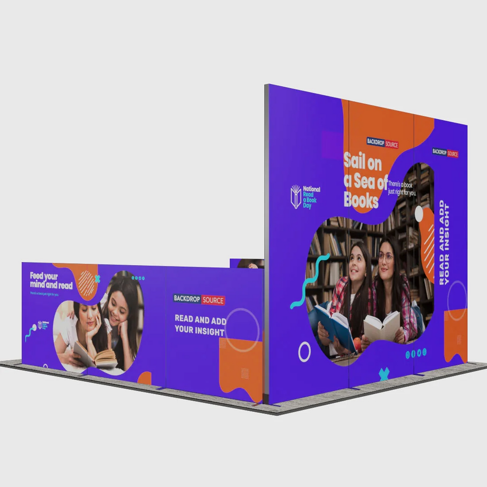 Exhibidor modular de luz SEG de 10 pies para ferias comerciales - Modelo 1