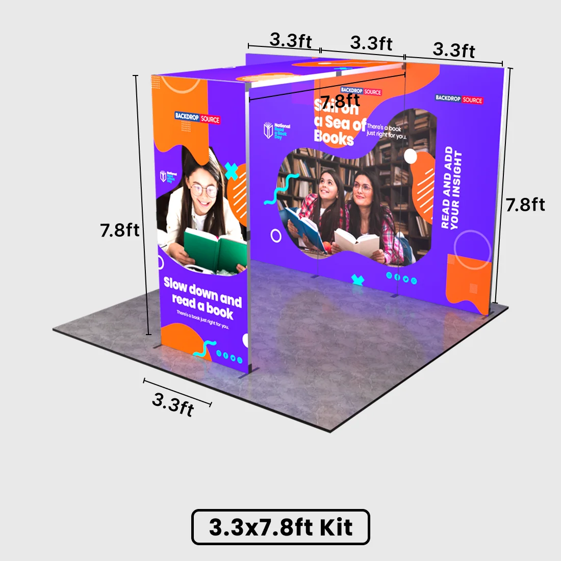 Exhibidor modular de luz SEG de 10 pies para ferias comerciales - Modelo 1