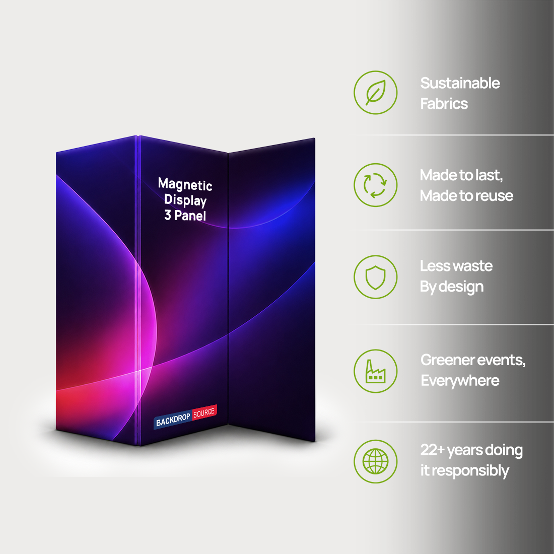 Fabric Magnetic Partition Display – 3 Panel
