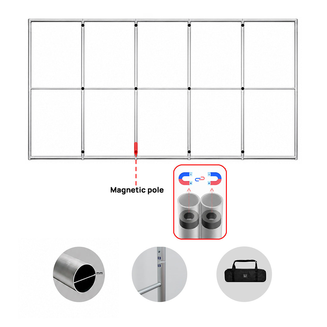 Pantallas separadoras magnéticas de 5 paneles