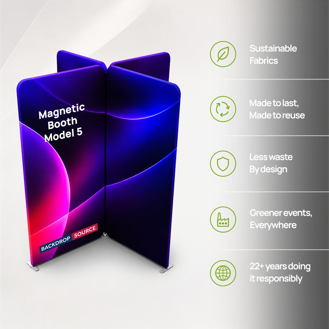 6.5x6.5 Magnetic Fabric Straight Backwall Display