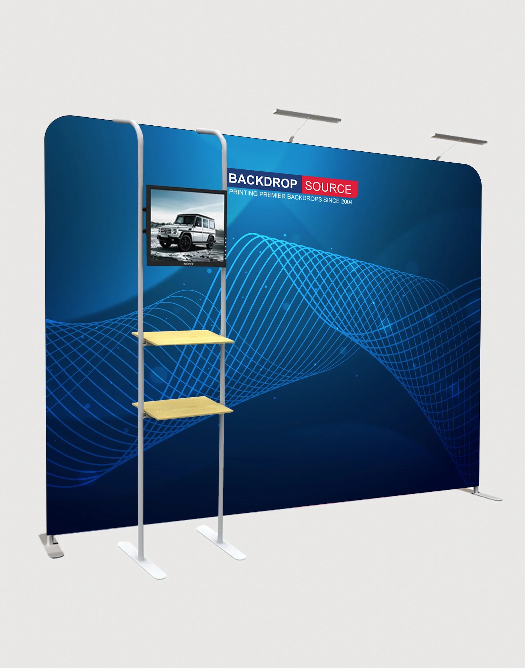 Media Backdrop With Riser Media Wall with Accessories | Custom Backdrops & Display Solutions USA ...
