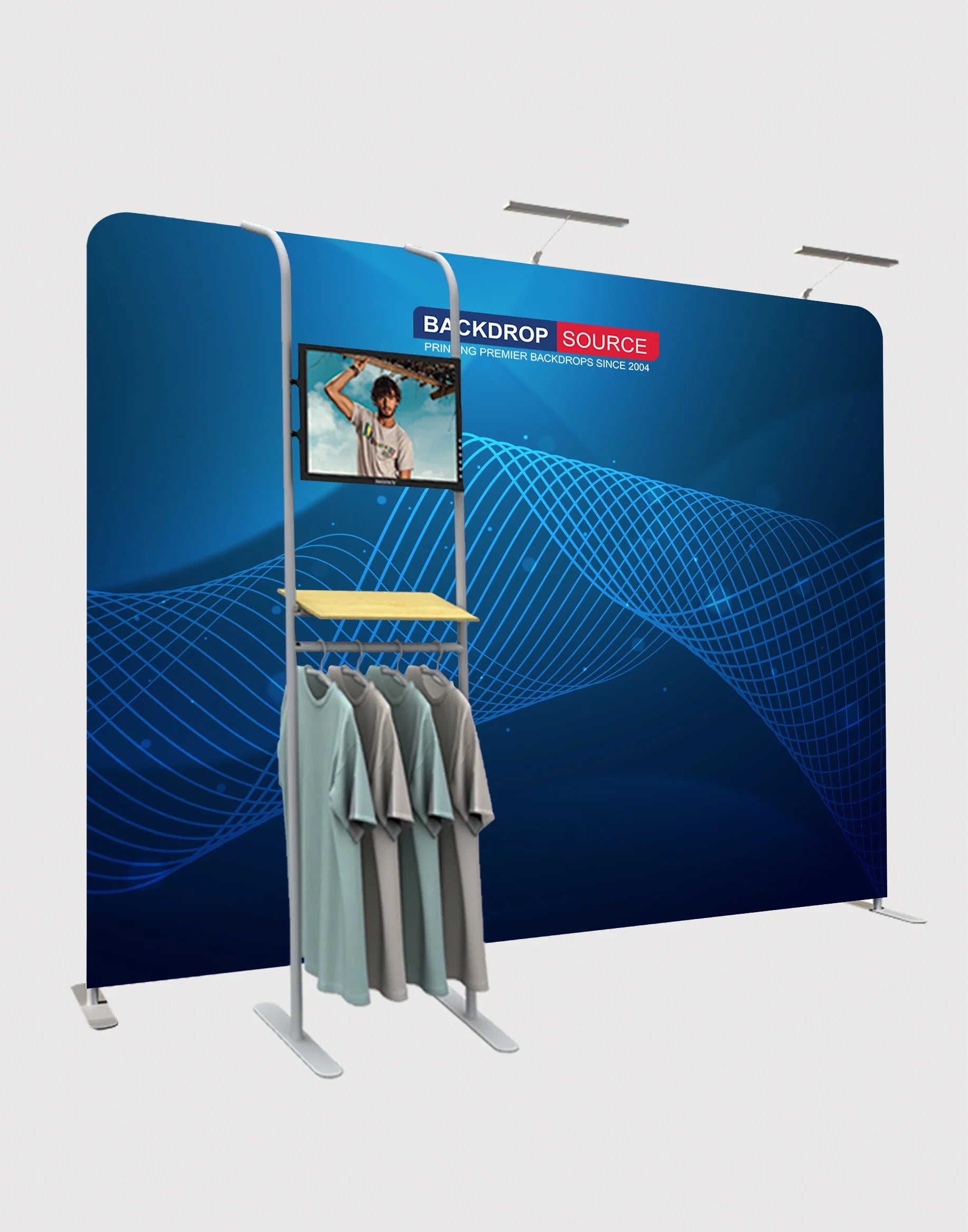 Media Backdrop With Riser Media Wall with Accessories | Custom Backdrops & Display Solutions USA ...