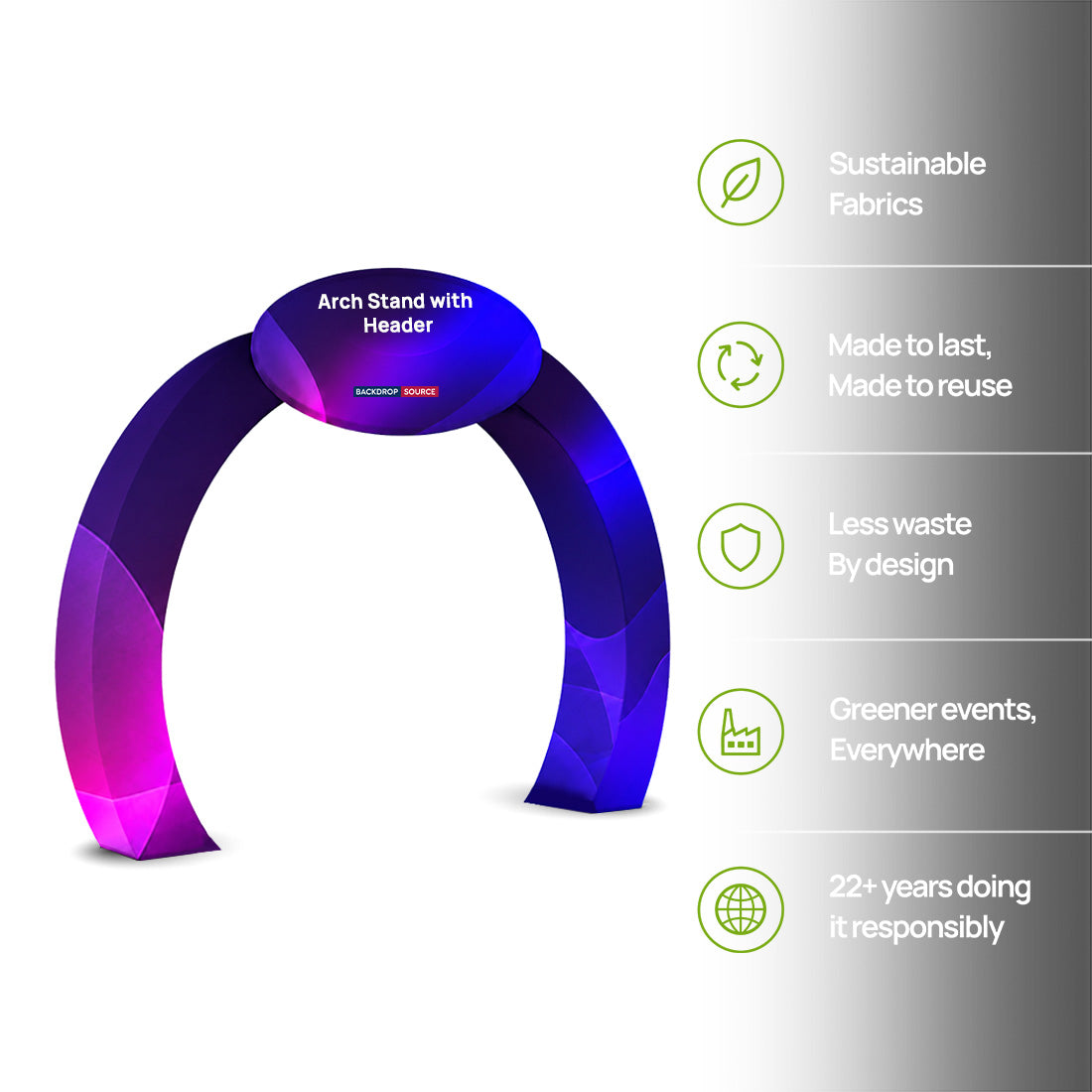 Modular Fabric Exhibition Archway Stand with Custom Header