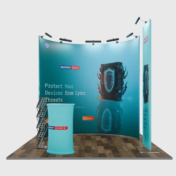 Kit de exhibición modular en forma de U para stands de 10 pies de ancho