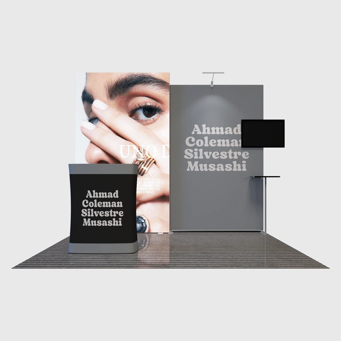10x10 Backlit SEG Booth Kit with TV Wall & LED Counter