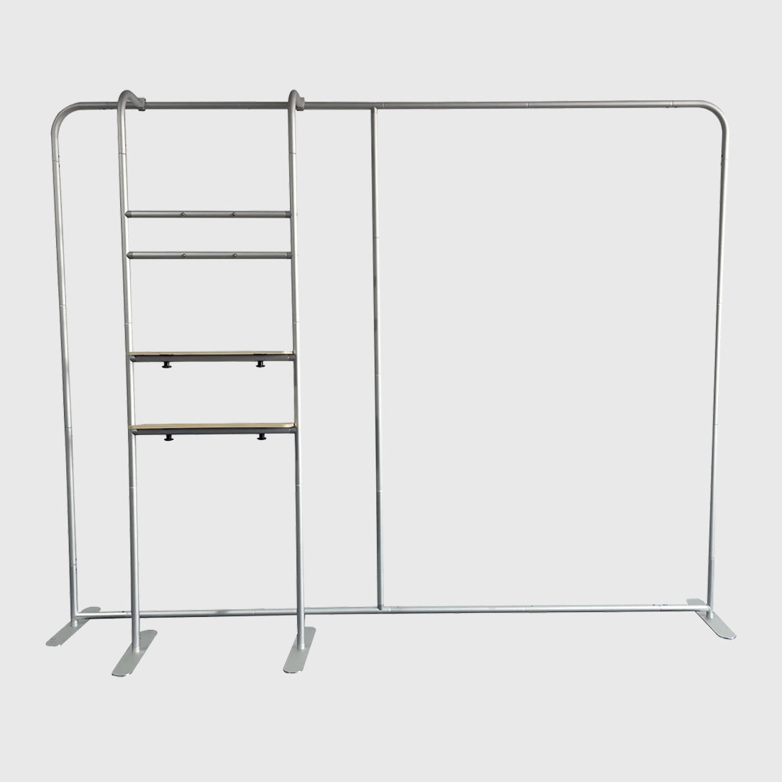 10x10 Booth Kit with Straight Wall, TV Shelf Tower & Banner