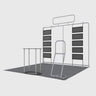 10x10 Booth Kit with Pegboard Shelving, Header & Counter