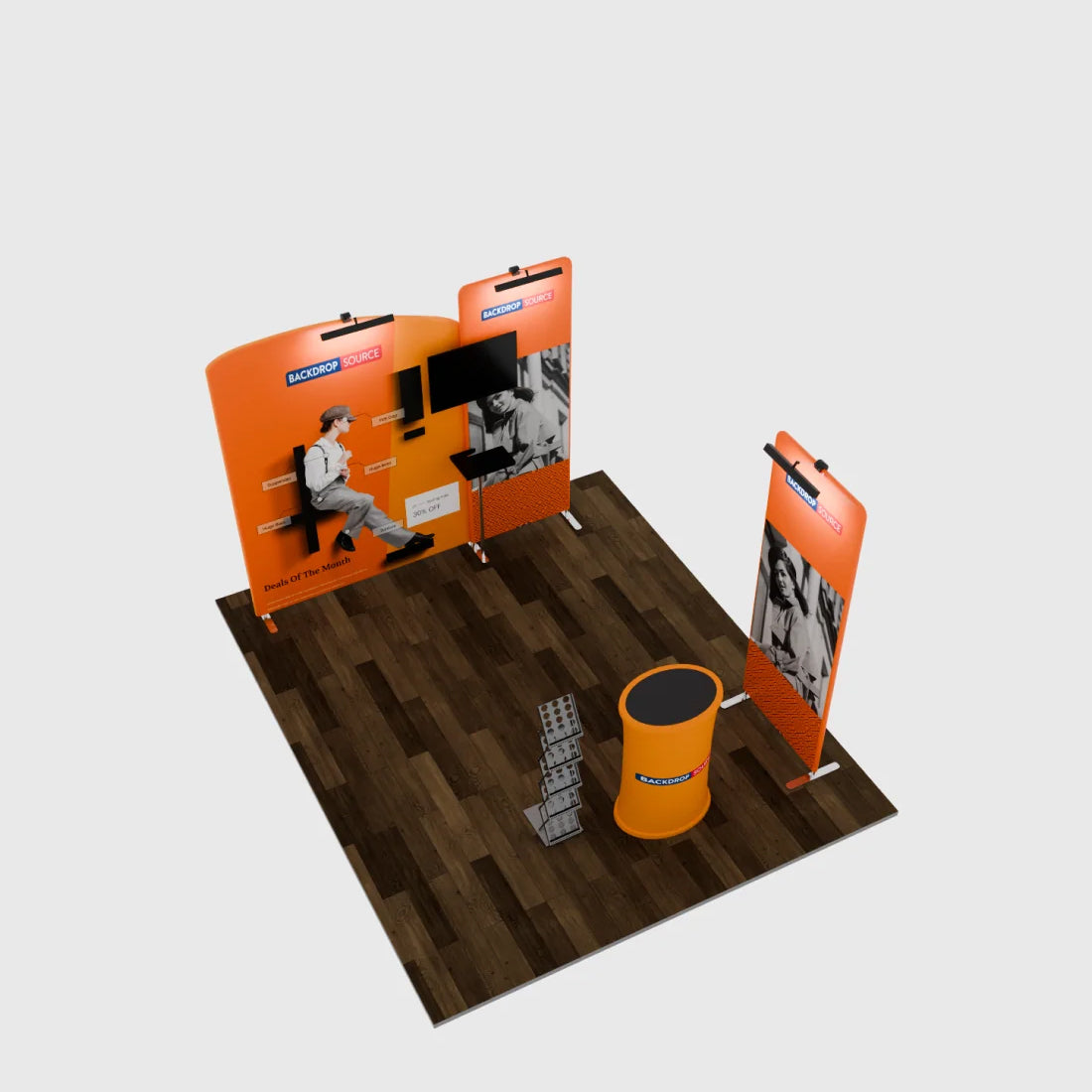 Kit de exhibición de TV premium para stands de 10 pies de ancho