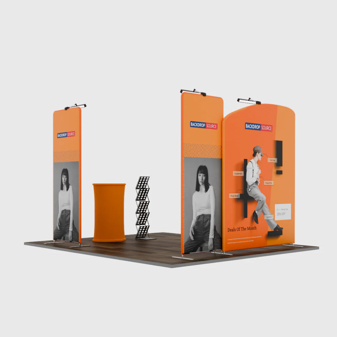 Kit de exhibición de TV premium para stands de 10 pies de ancho