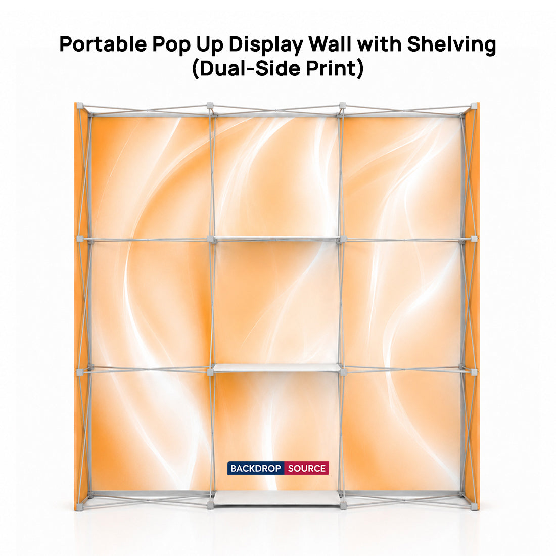 Portable Pop-Up Display Wall with Shelving (Dual-Side Print)