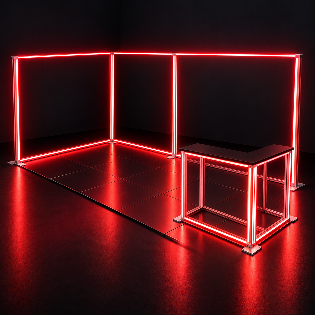 10x20 RGB LED Frame + SEG Light Box Booth Kit with Corner Counter