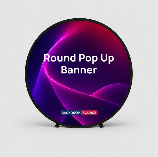Banners emergentes redondos (impresos por ambos lados)