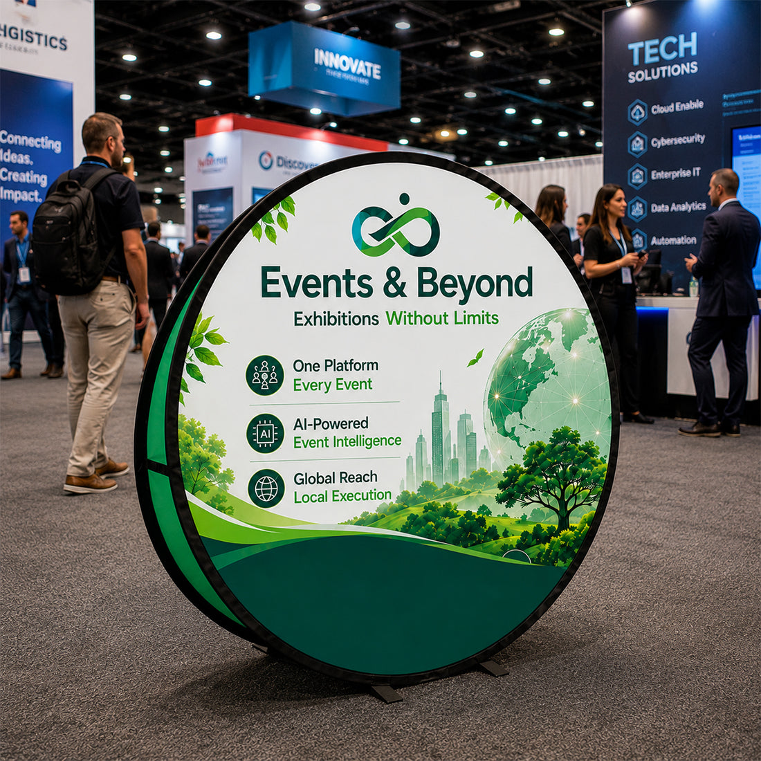 Round Fabric Pop Up Banners – Double Side Printed