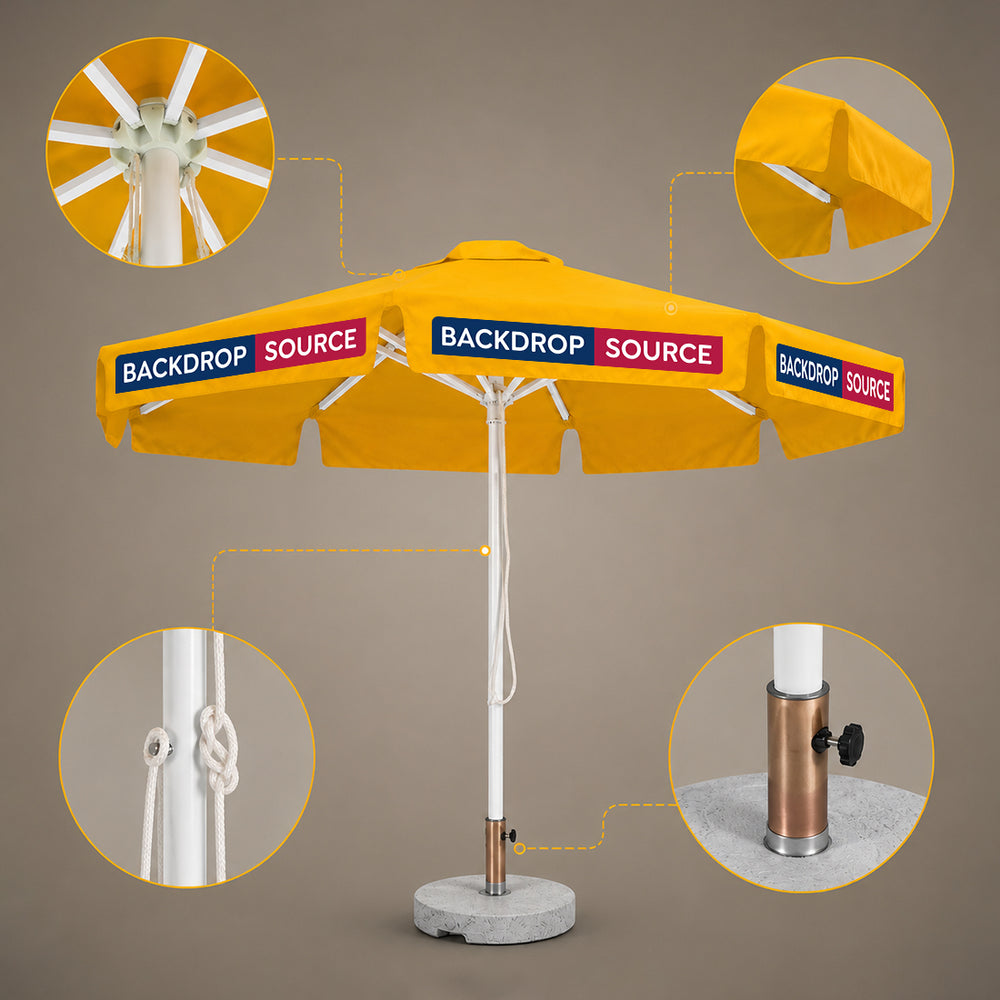 Round Market Umbrellas With Valances – 9.8ft x 9.8ft