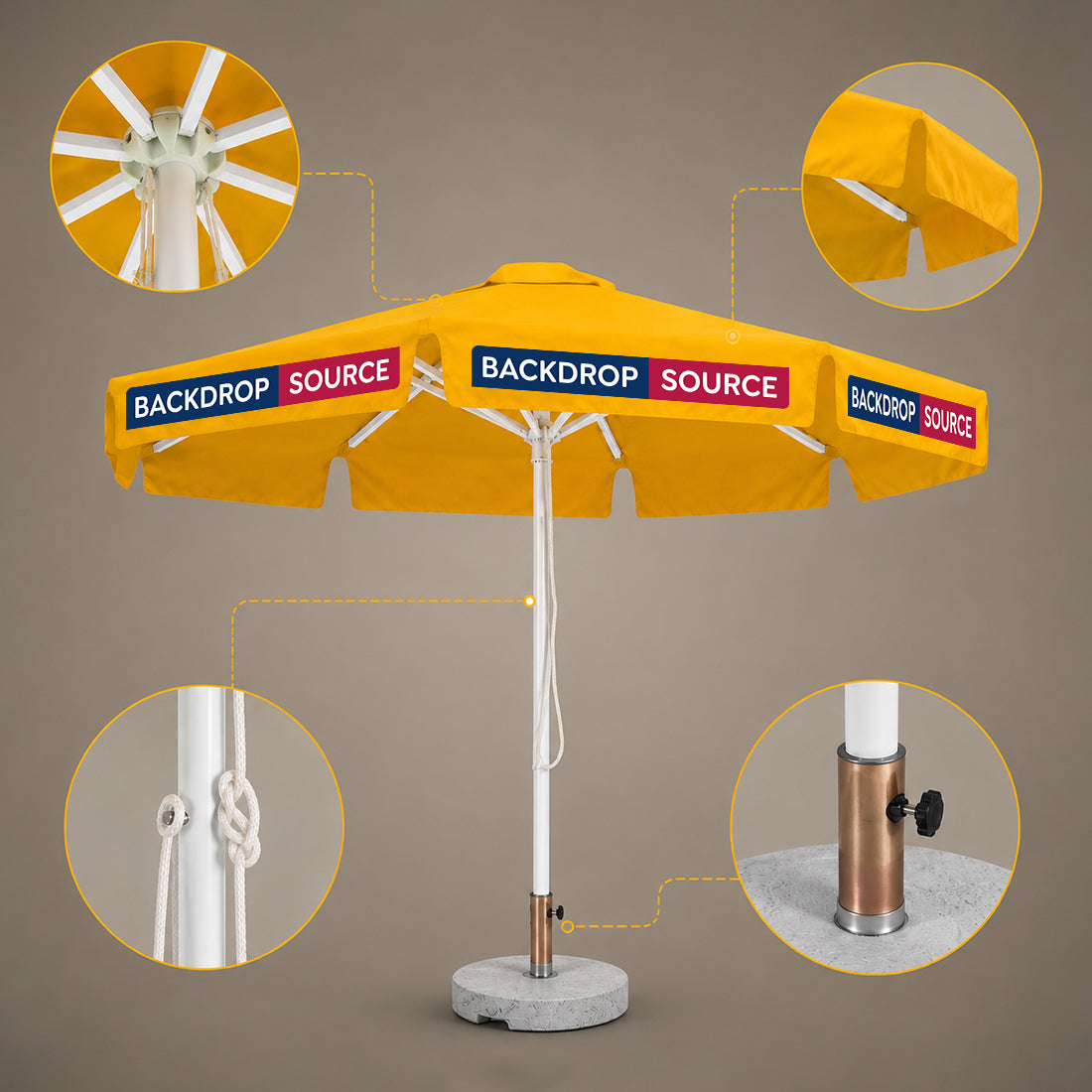 Round Market Umbrellas With Valances – 9.8ft x 9.8ft