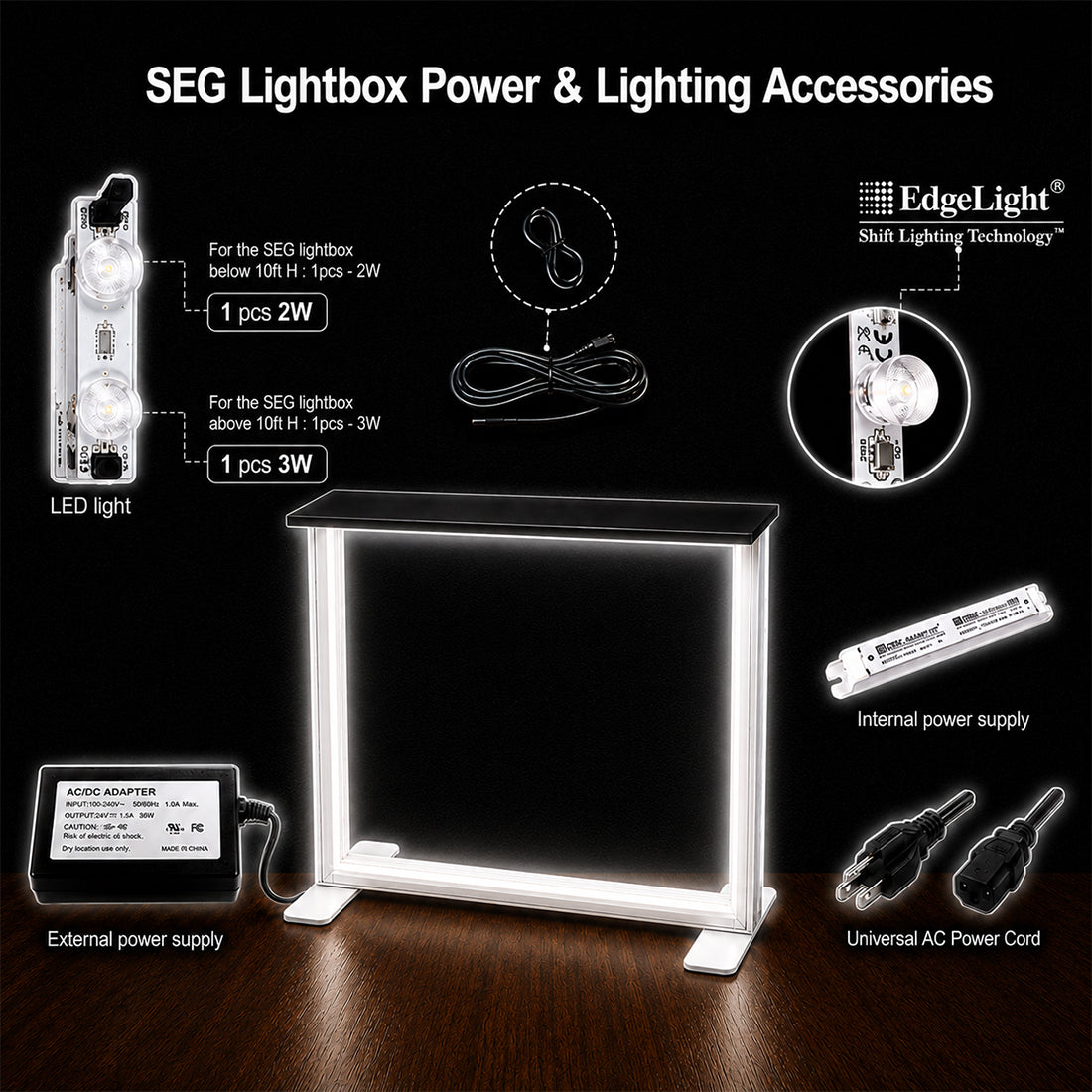 Mostrador de exhibición con caja de luz SEG - 3,3 pies