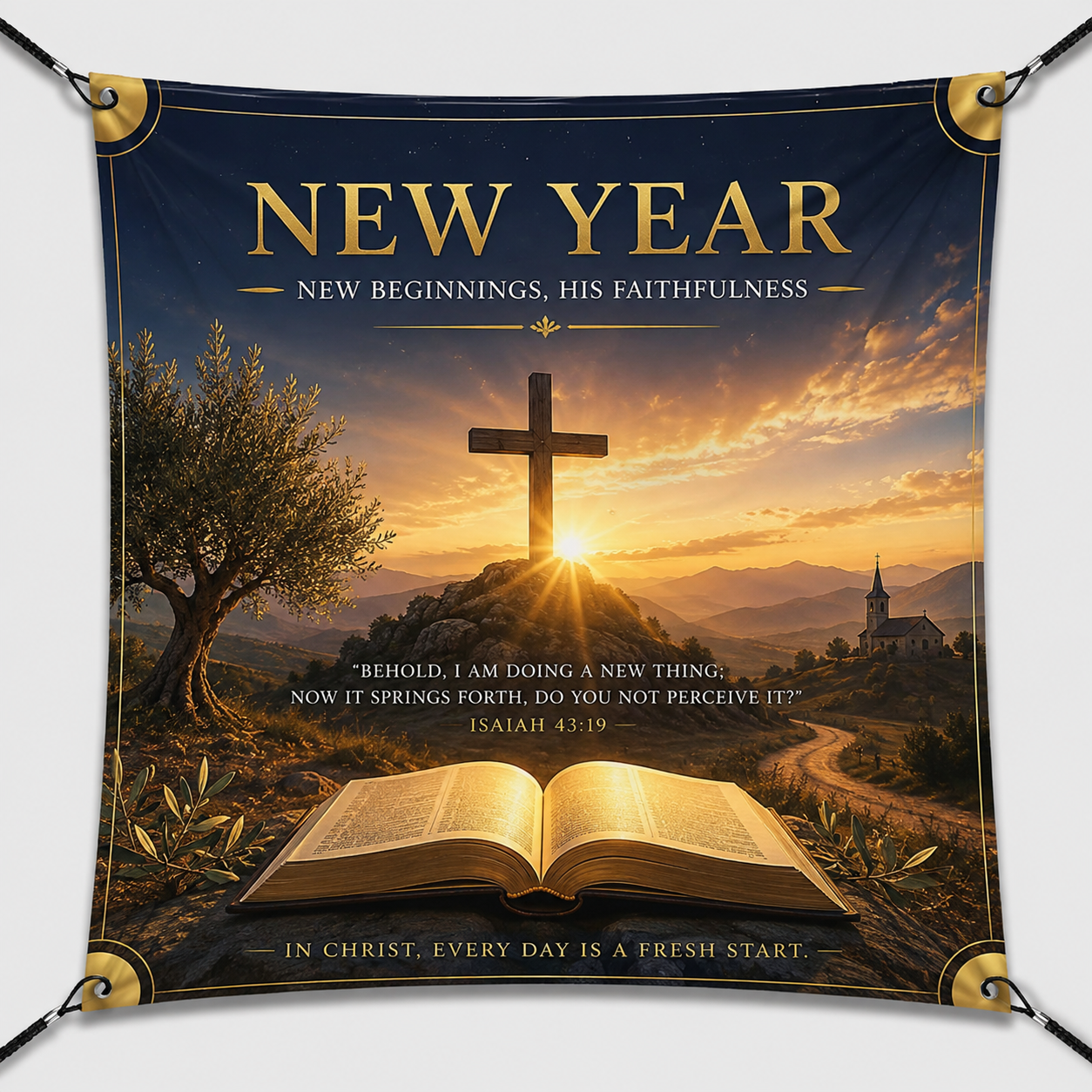 Church Sanctuary Wrinkle-Free Fabric Banner