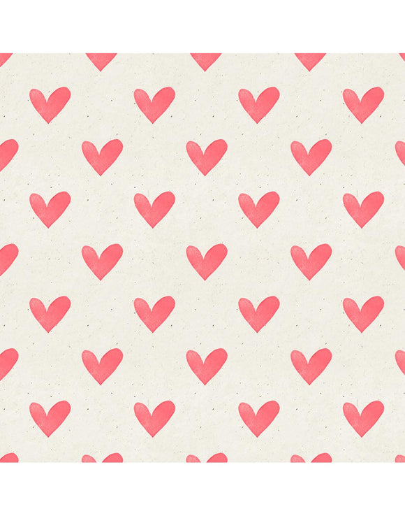 Seamless Watercolor Heart Pattern on Paper Texture Backdrop