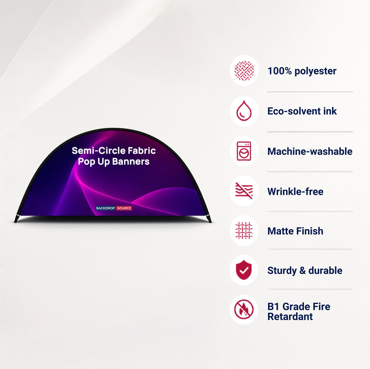 Semi-Circle Fabric Pop Up Banners  (Double Side Printed)