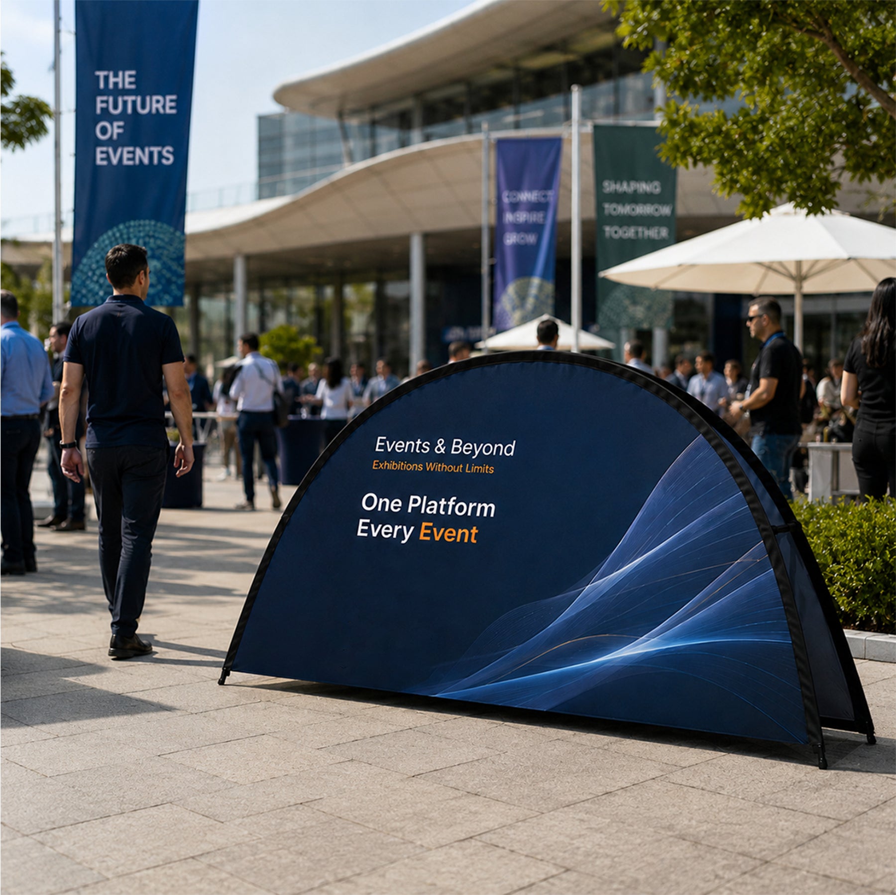 Semi-Circle Fabric Pop Up Banners  (Double Side Printed)