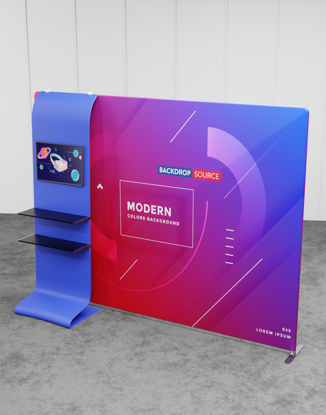 Media Backdrop With Riser Media Wall with Accessories | Custom Backdrops & Display Solutions USA ...