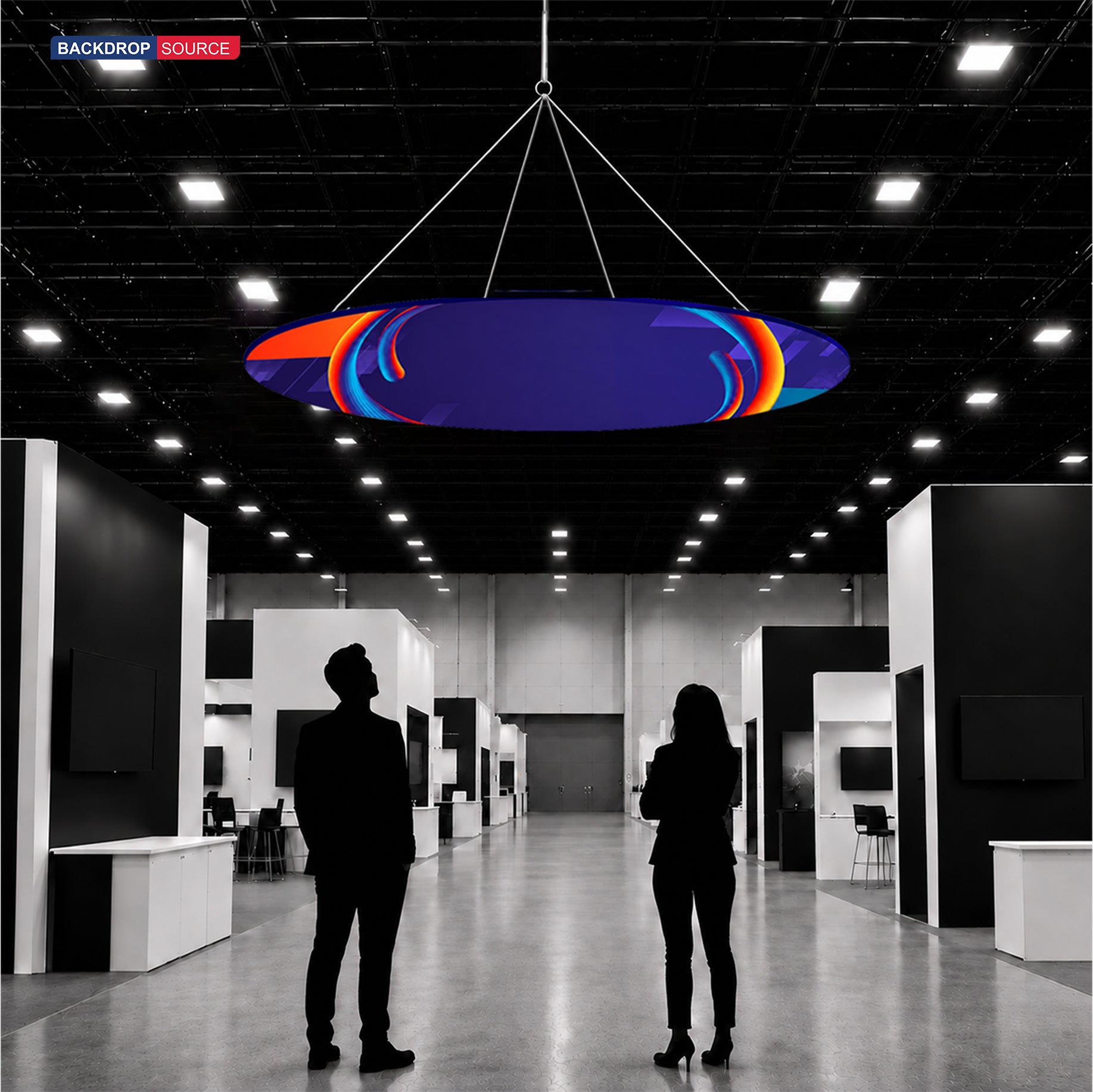 Sky Tube Ellipse Hanging Banner - Face Down