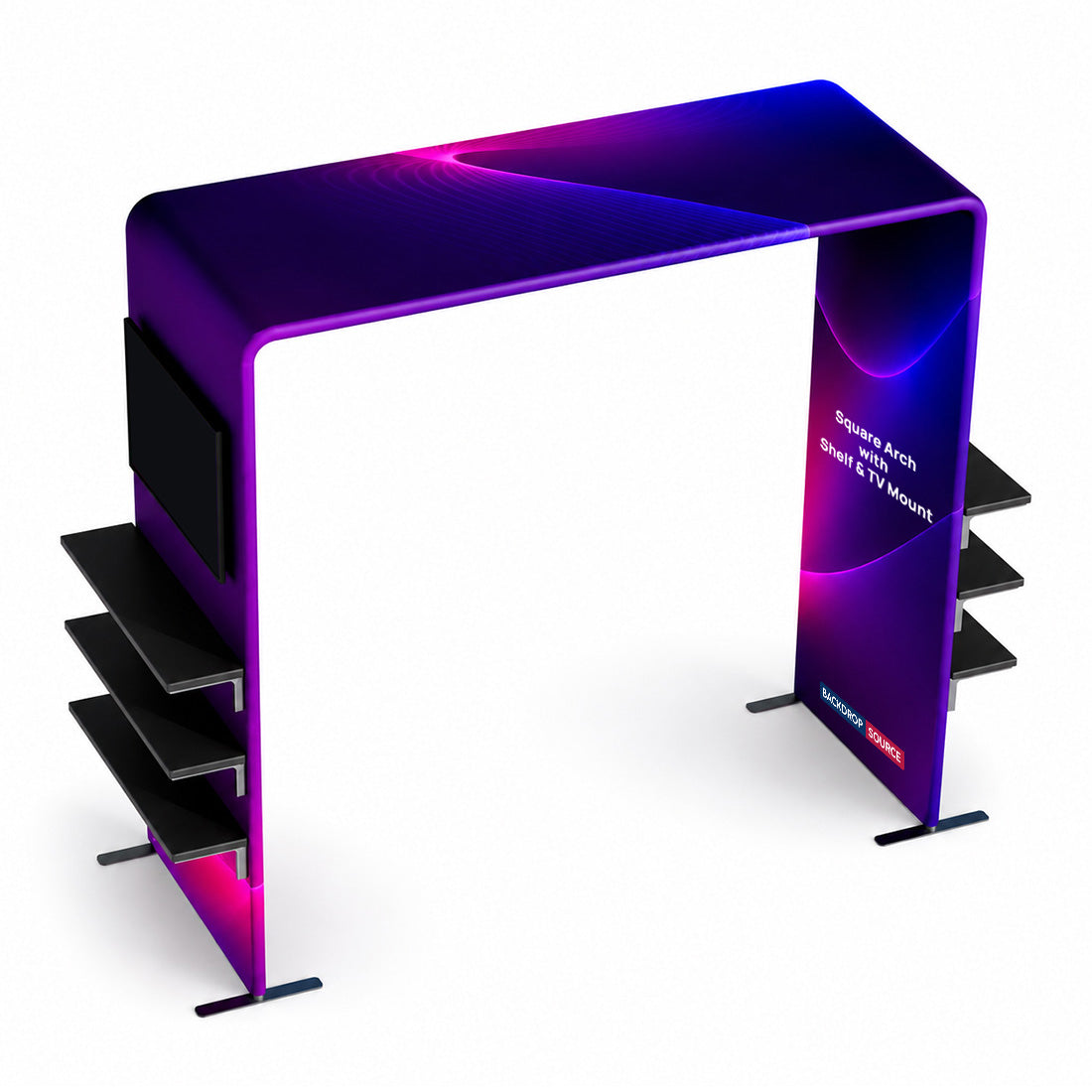 Fabric Square Arch Booth Display with Shelf & TV Mount