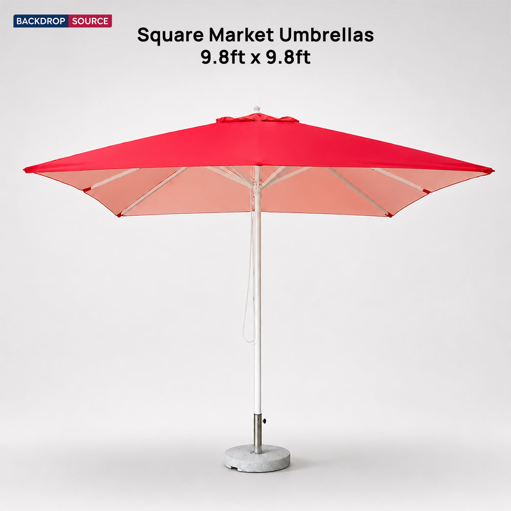 Square Market Umbrella – 9.8ft x 9.8ft Durable Outdoor Shade