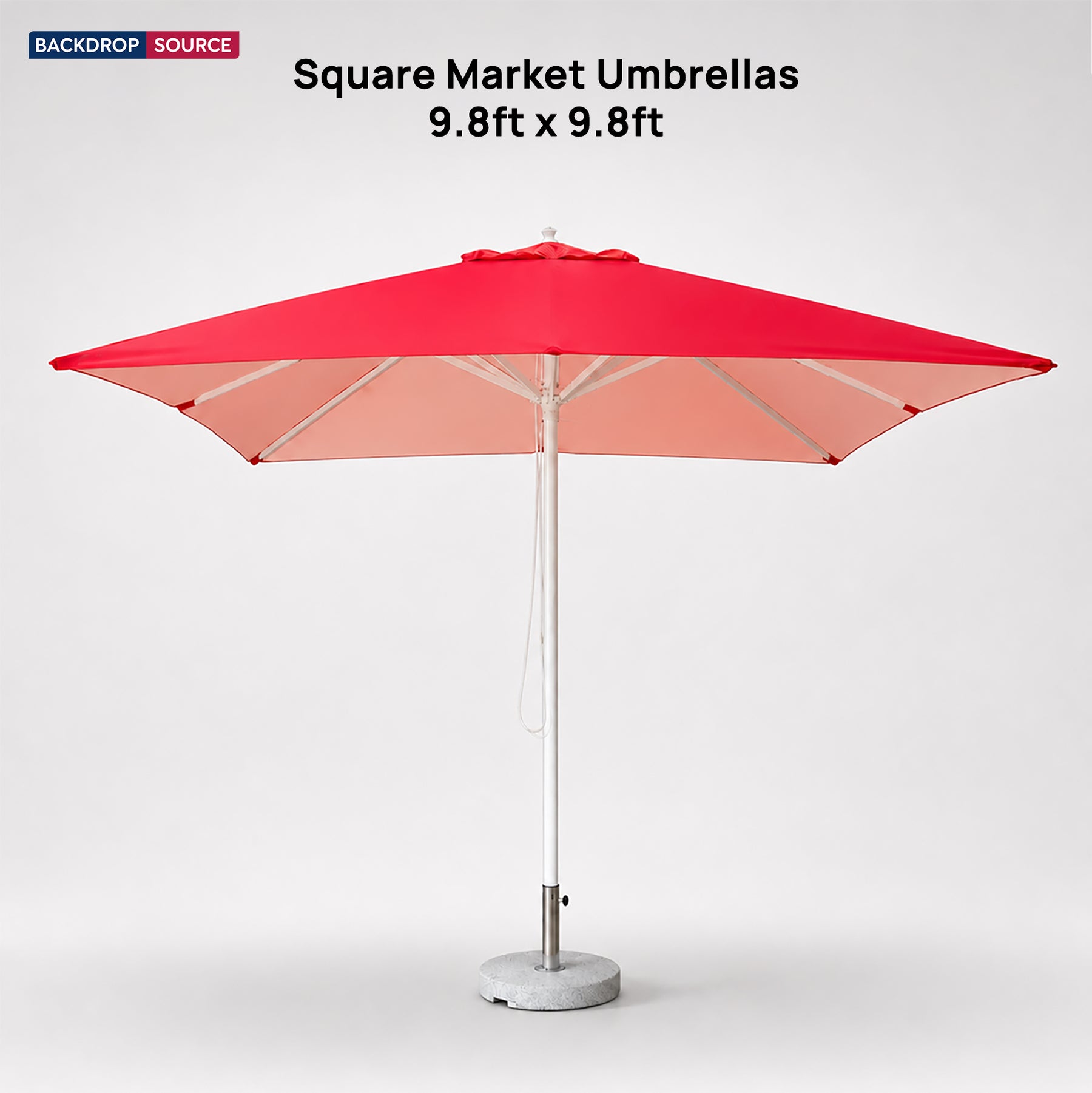 Square Market Umbrella – 9.8ft x 9.8ft Durable Outdoor Shade – Backdropsource