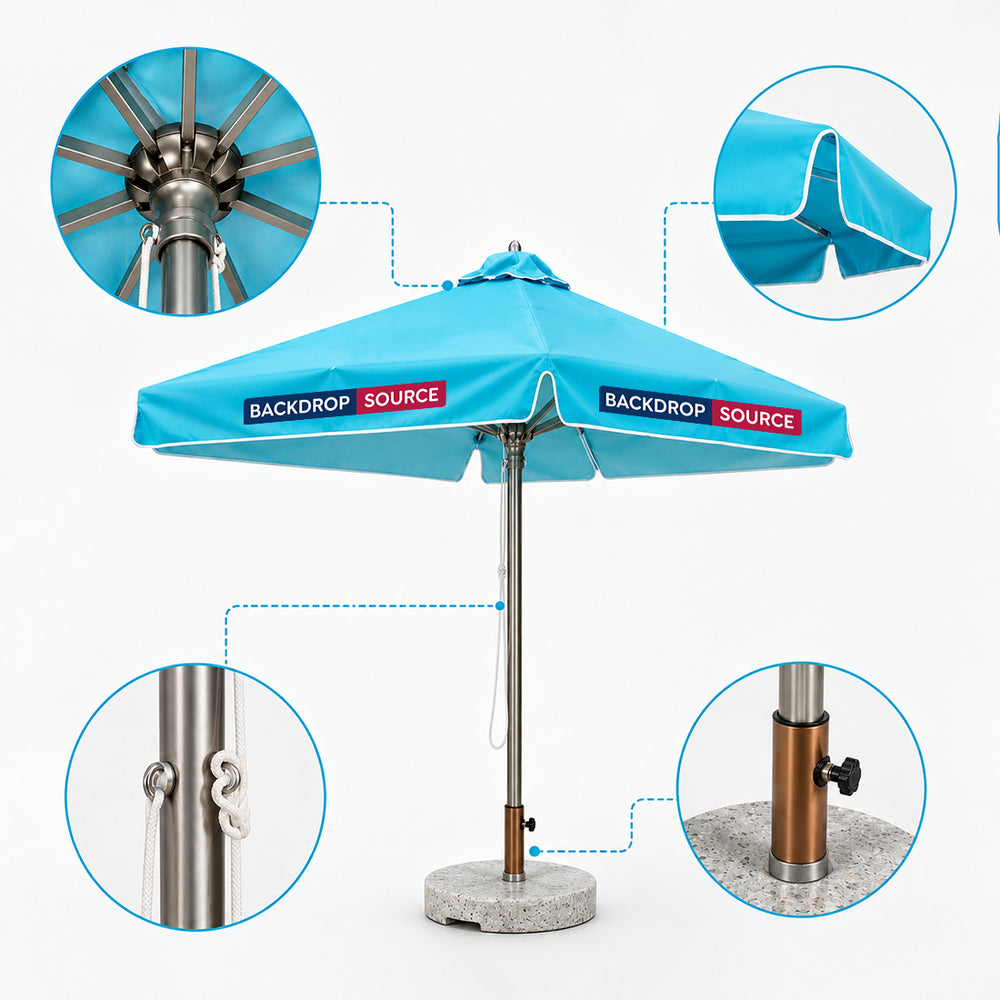 Square Patio Umbrella With Valances – 6.5ft x 6.5ft