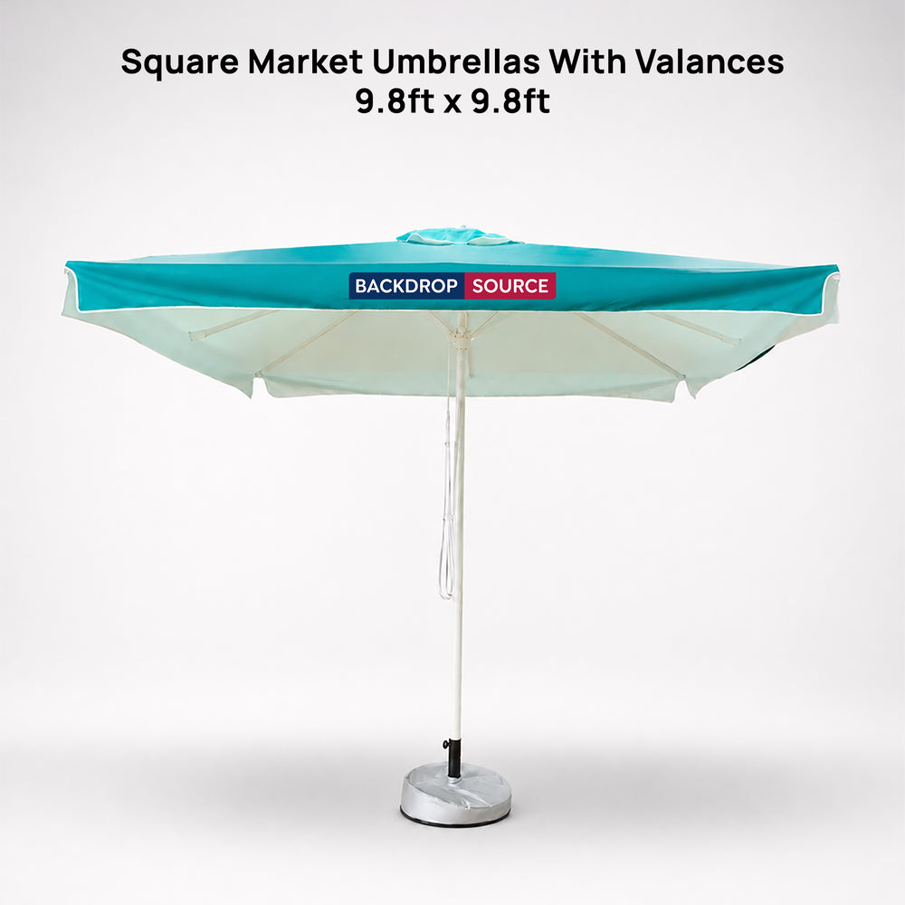 Square Market Umbrellas With Valances  – 9.8ft x 9.8ft