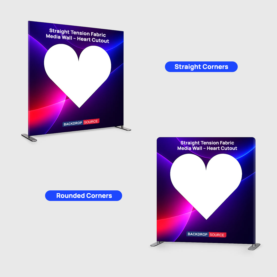 Straight Tension Fabric Media Wall – Heart Cutout