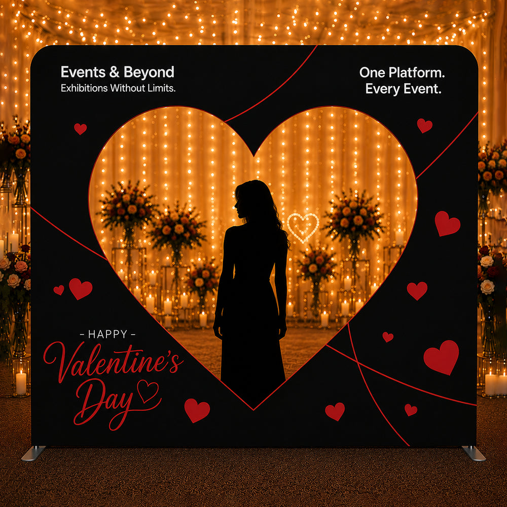 Straight Tension Fabric Media Wall – Heart Cutout