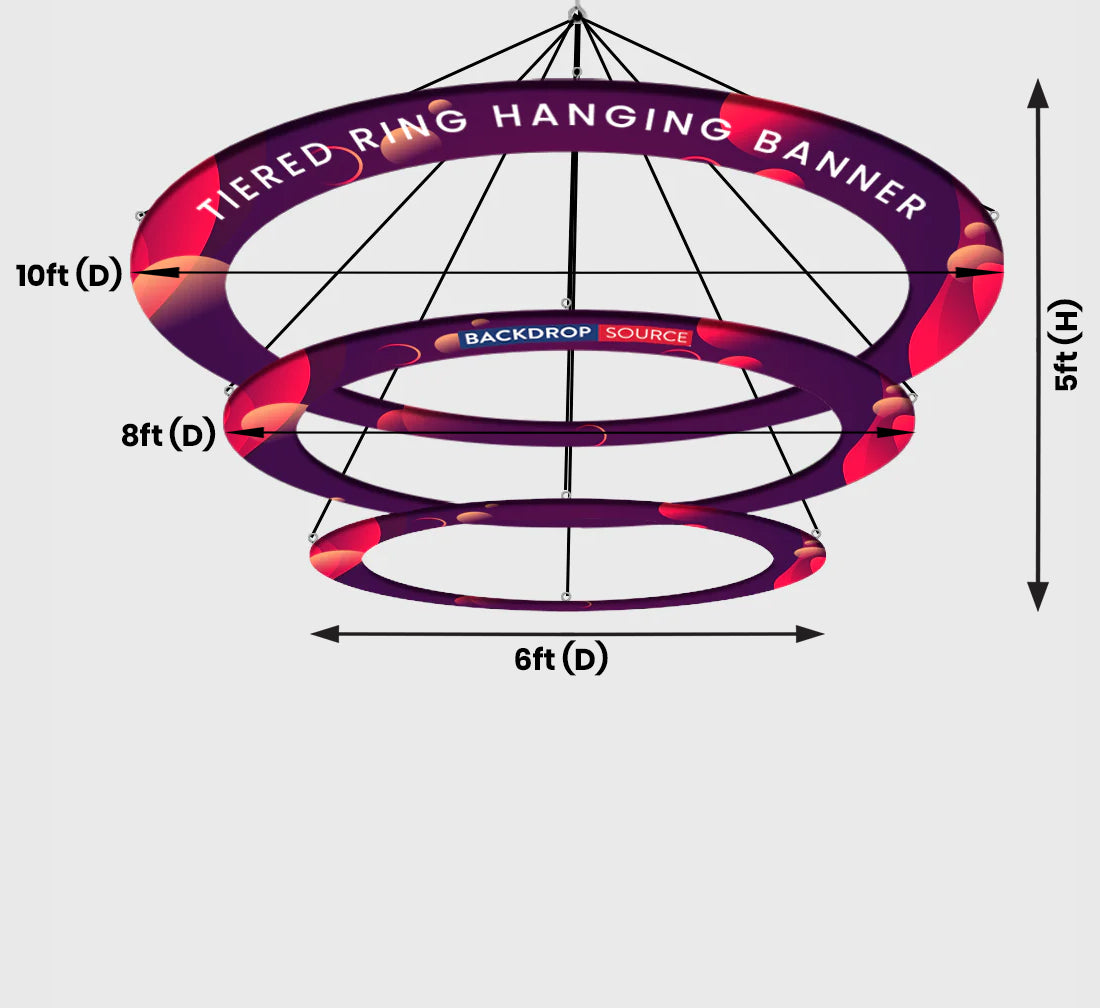 Banner Netal Rings Rope Tiered Ring Hanging Banner | Multi-Level Overhead Display for Trade ...