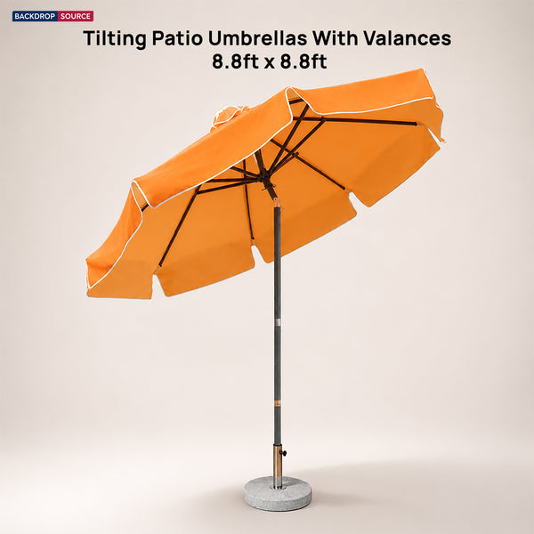 Tilting Patio Umbrellas With Valances – 8.8ft x 8.8ft