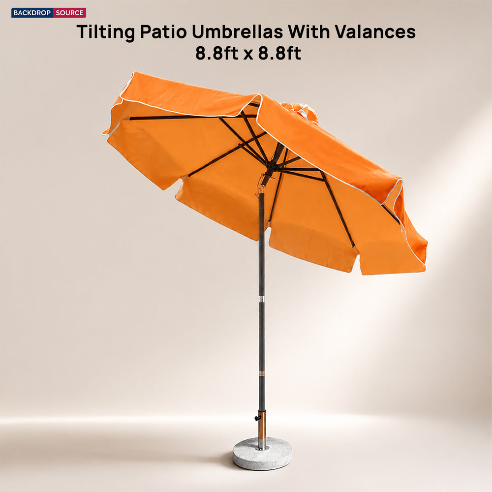 Tilting Patio Umbrellas With Valances – 8.8ft x 8.8ft