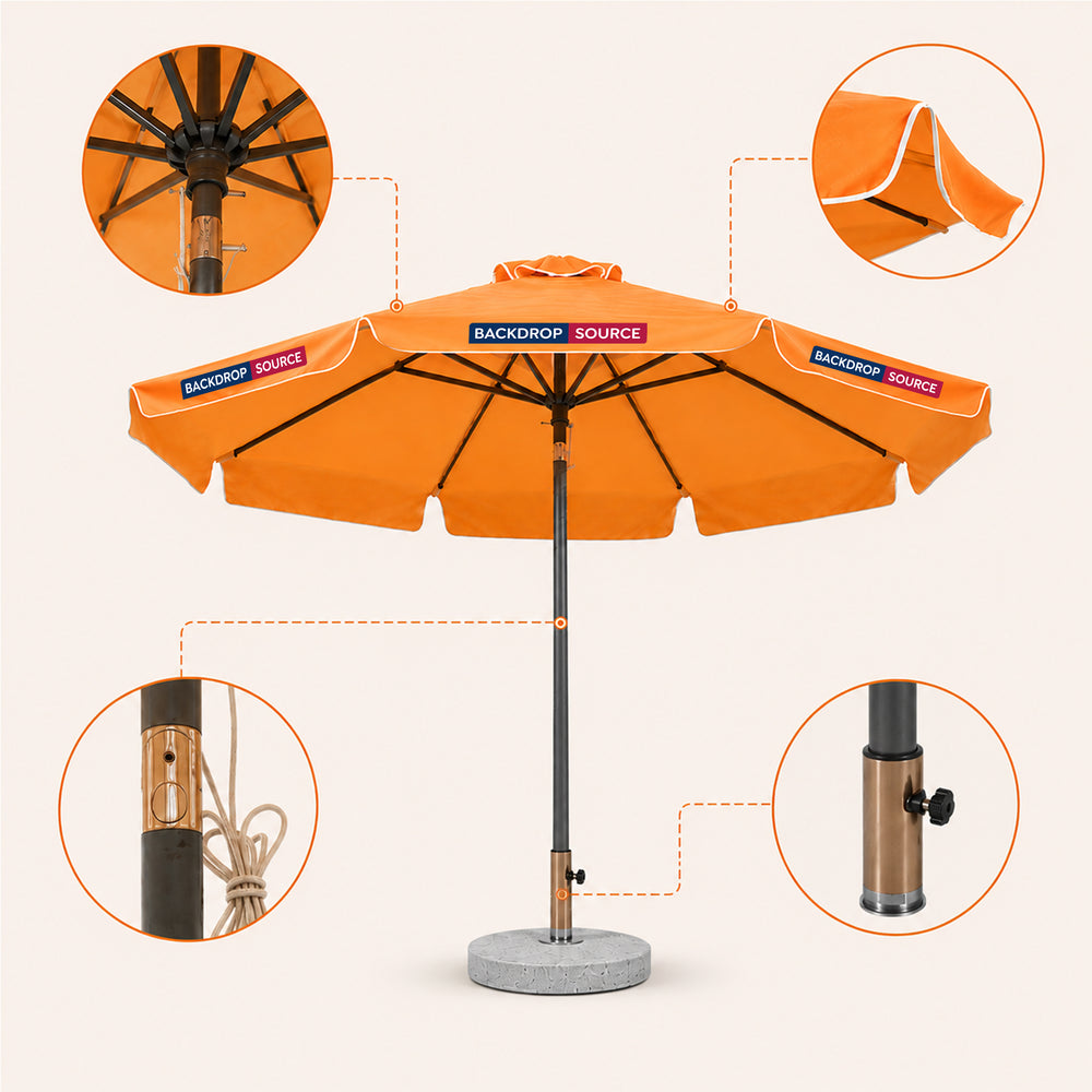 Tilting Patio Umbrellas With Valances – 8.8ft x 8.8ft