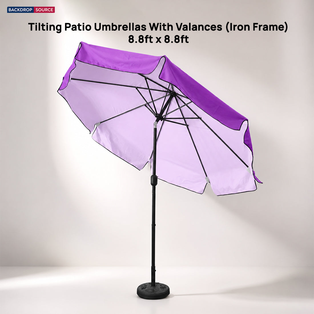Tilting Patio Umbrellas With Valances (Iron Frame) - 8.8ft x 8.8ft