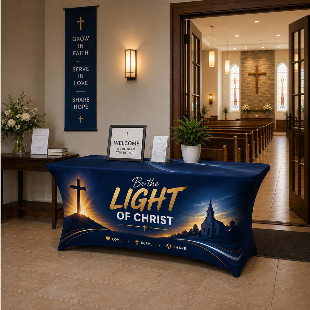 Church Welcome Desk Stretch Table Cover
