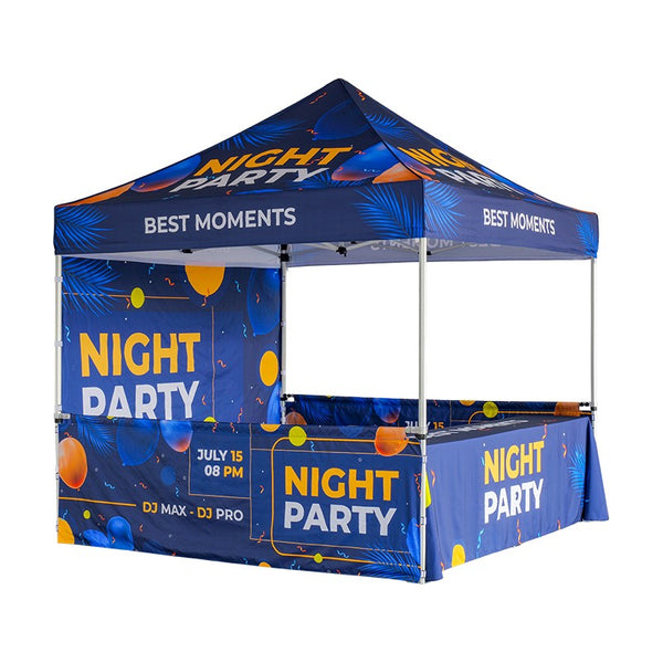 10ft x 10ft Fabric Event Tent with Folding Counter Table
