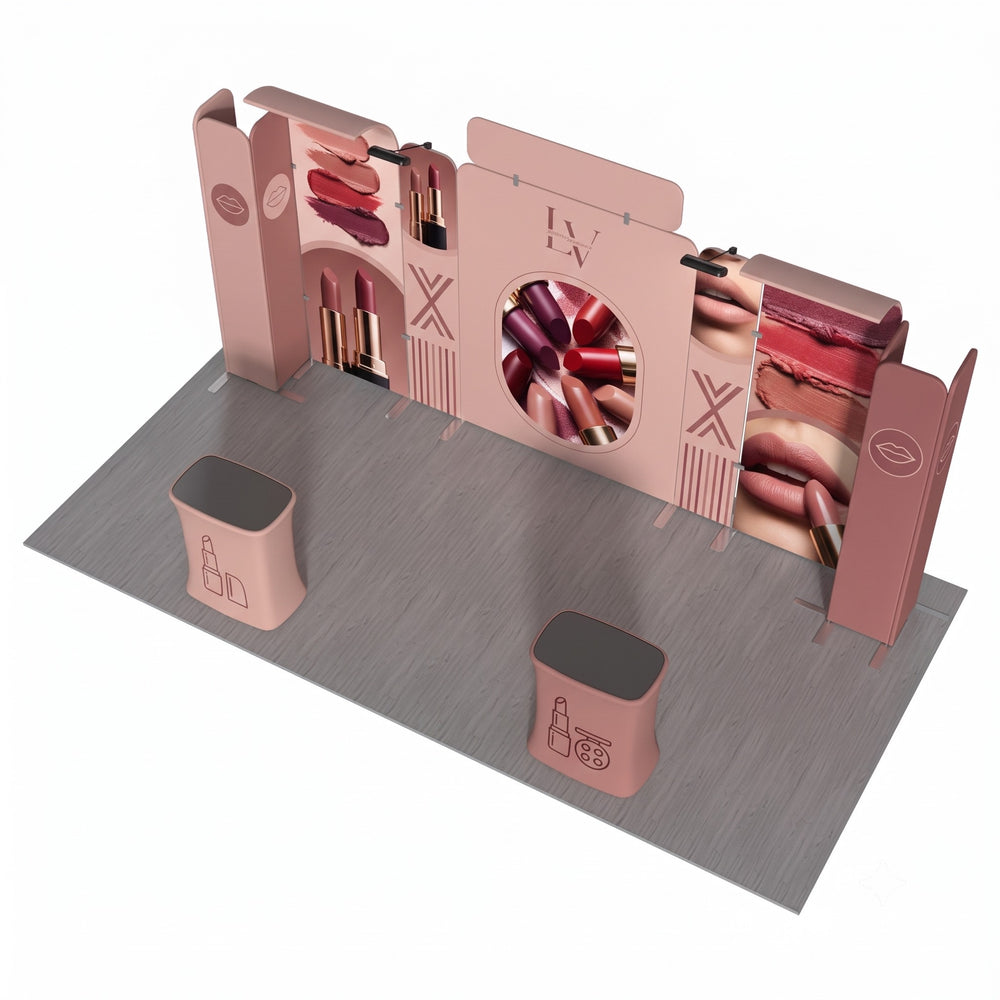 Magnetic Fabric Banner Stand Exhibition Kit with Curved TV Stands & Pop-Up Booths - top view
