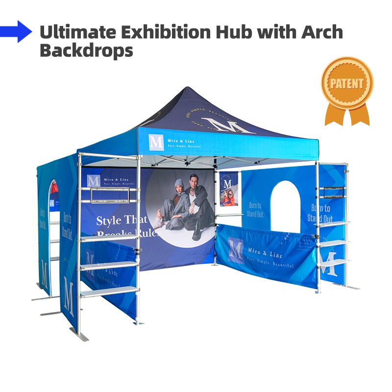 10ft x 10ft Fabric Canopy Kit A6 with Dual Arch Doorways & Quad Display Shelving