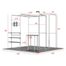 Magnetic Fabric Banner Stand & L-Shaped Shelving Display Exhibition Kit with Pop-Up Booth - frame dimensions