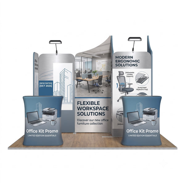 Magnetic Straight & Slope Fabric Banner Stand Exhibition Kit with Pop-Up Booth