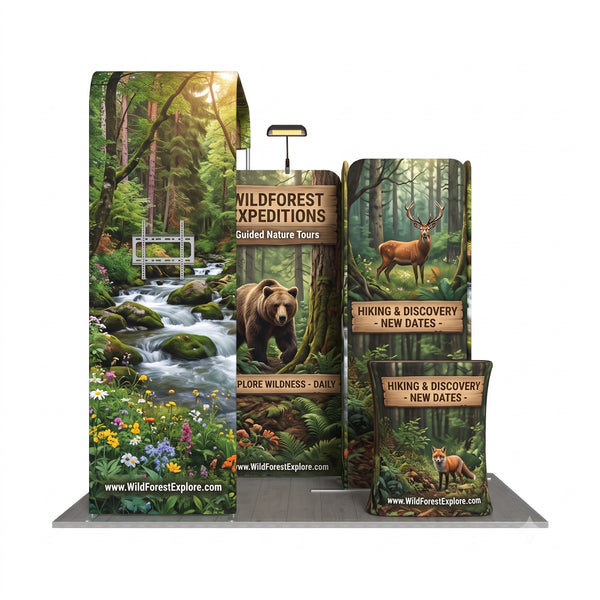 Magnetic Fabric Banner Stand & L-Shaped Display Exhibition Kit with Pop-Up Booth