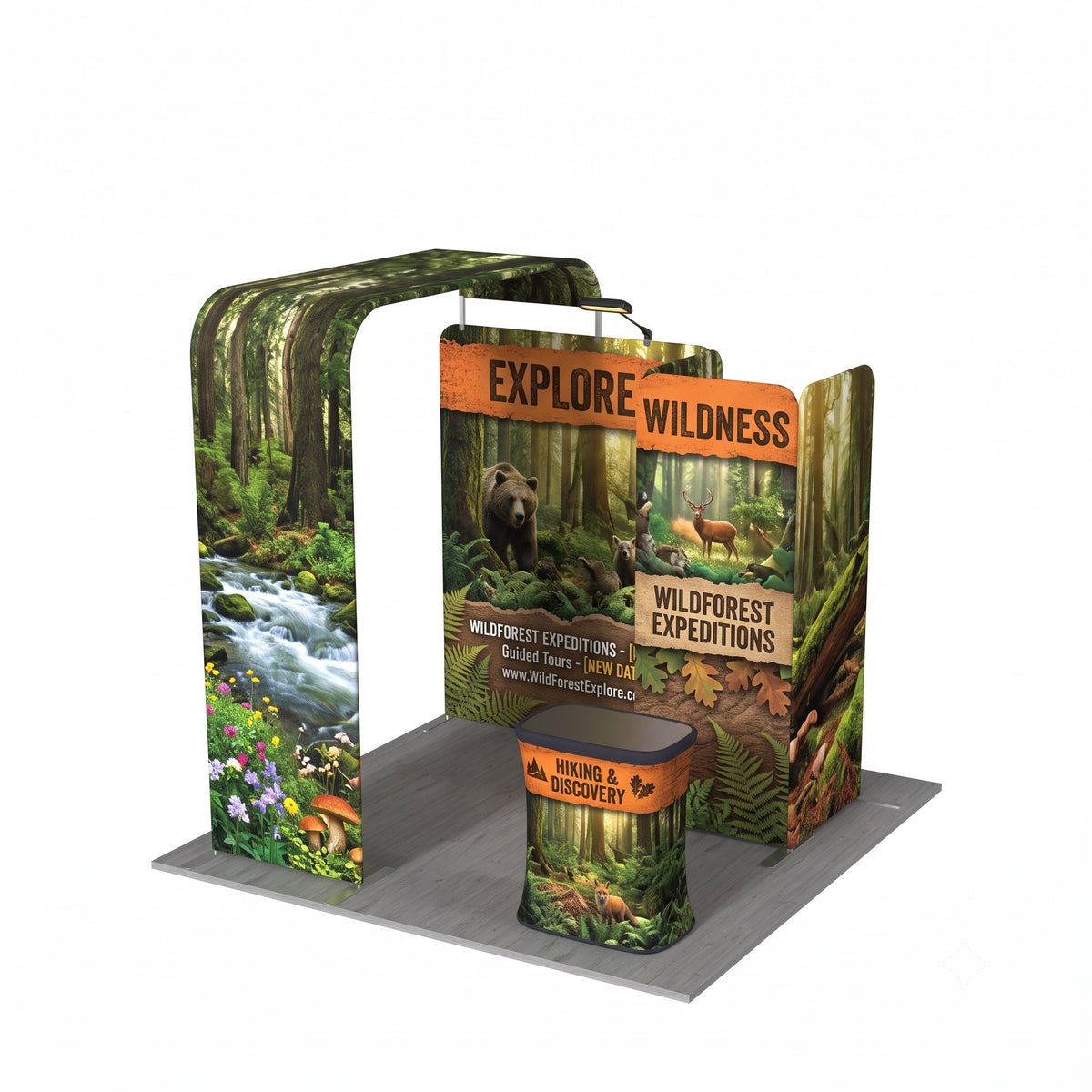 Magnetic Fabric Banner Stand & L-Shaped Display Exhibition Kit with Pop-Up Booth - angled right view