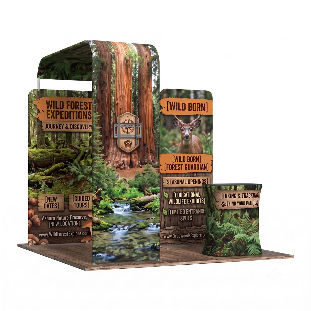 Magnetic Fabric Banner Stand & L-Shaped Display Exhibition Kit with Pop-Up Booth - side view